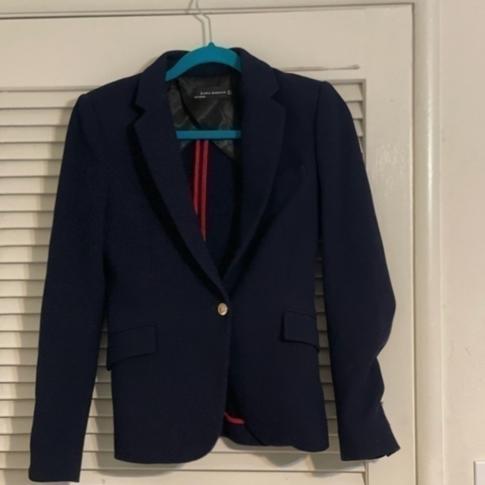 Zara Navy Fitted Blazer